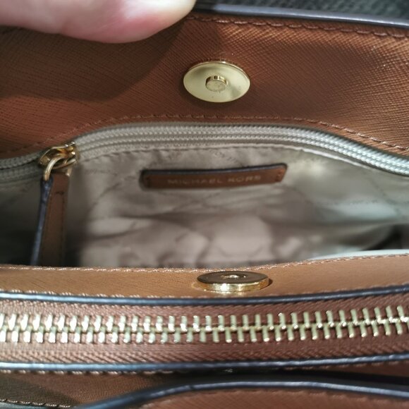 Cognac/Gold Saffiano Leather Satchel/Crossbody EUC #251 - Picture 8 of 14